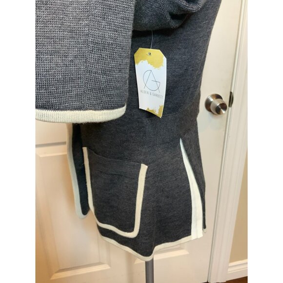 Sacai Gray 100% Wool Double Breasted Blazer W/ White Trim, Size 2 - Picture 5 of 10